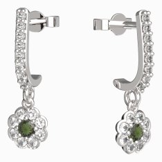 BG vltavínové náušnice 552 Bílé zlato - 585 Vltavín a diamant