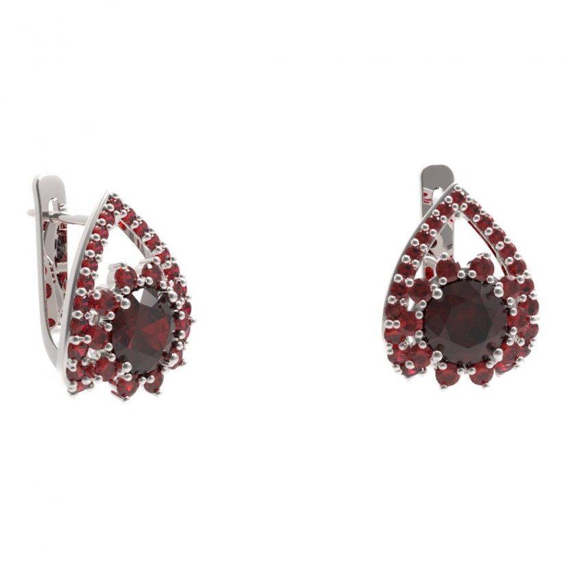 BG náušnice kruhováho tvaru 511-90 Stříbro 925 - rhodium Granát