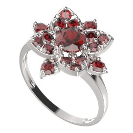 BG prsten oválný 735-I Stříbro 925 - rhodium Granát