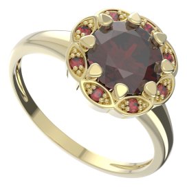 BG prsten kulatý 993-I Stříbro 925 - pozlacené Granát