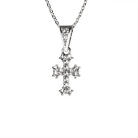 BG zlatý diamantový přívěšek křížek 267 Bílé zlato - 585 Diamant lab-grown