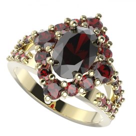 BG prsten oválný 466-Y Stříbro 925 - pozlacené Granát