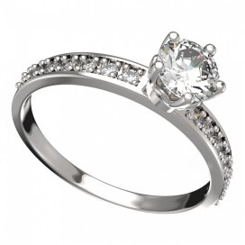 BG zlatý prstýnek 875 E Bílé zlato - 585 Diamant