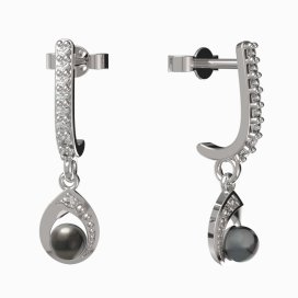 BeKid dětské náušnice 1242 s černou perlou Bílé zlato - 585 Diamant