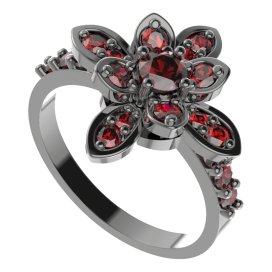 BG prsten 404-Z květ Stříbro 925 - ruthenium (30-90dní) Granát