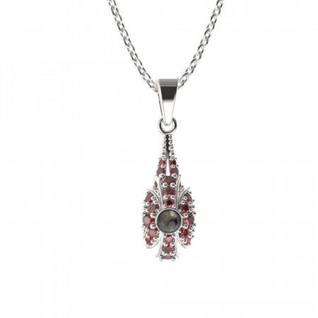 BG pendant pearl 537-G - Metal: Silver 925 - rhodium, Stone: Garnet and pearl
