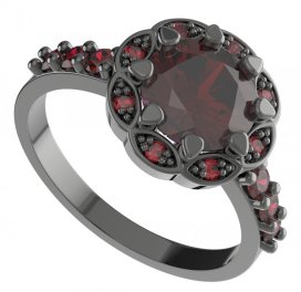 BG prsten kulatý 993-Z Stříbro 925 - ruthenium (30-90dní) Granát