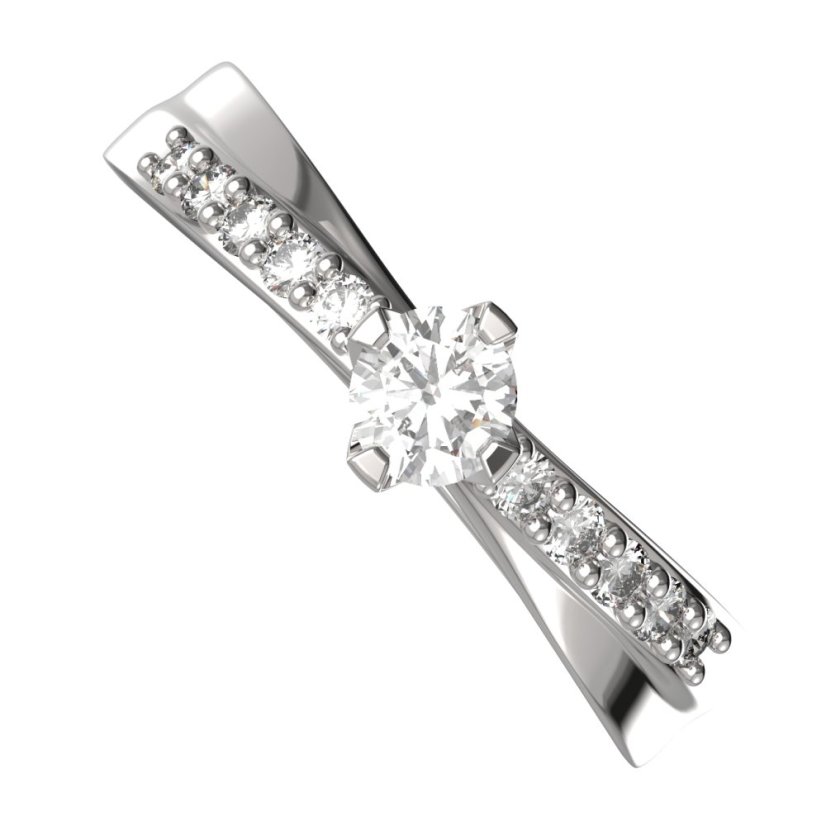 BG prstýnek 1450 /zásnubní-snubní/ Bílé zlato - 585 Diamant