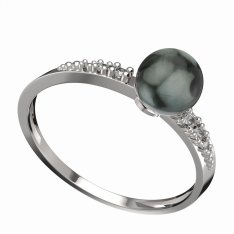 BG zlatý prstýnek s perlou 561 D Bílé zlato - 585 Diamant a tahiti perla