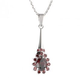 BG přívěs s centrálním kapkovitým kamenem 509-C Stříbro 925 - rhodium Granát