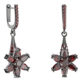 BG náušnice ve tvaru hvězdy 520-G91 Stříbro 925 - ruthenium (30-90dní) Granát