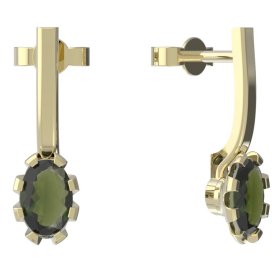 BG vltavínové náušnice 560 Žluté zlato - 585 Vltavín