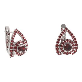 BG náušnice kruhového tvaru 541-90 Stříbro 925 - rhodium Granát