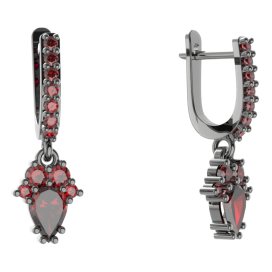 BG kapkovité náušnice 258-84 Stříbro 925 - ruthenium (30-90dní) Granát