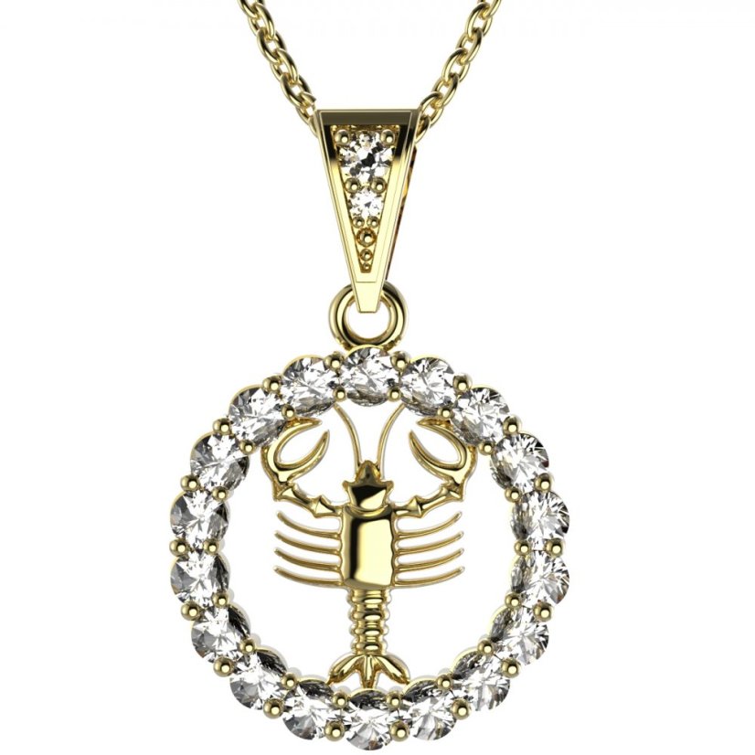 BG zlatý diamantový přívěšek Rak 044 Žluté zlato - 585 Diamant lab-grown