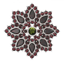 BG brož 203 Stříbro 925 - rhodium Vltavín a granát