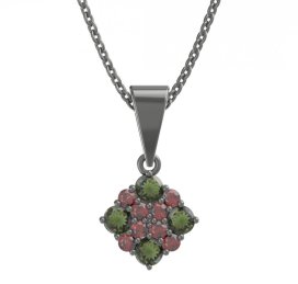 BG přívěšek 317 Stříbro 925 - ruthenium (30-90dní) Vltavín a granát