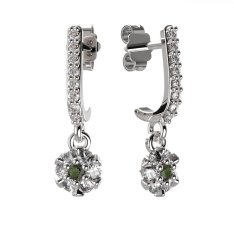 BG vltavínové náušnice 879 Bílé zlato - 585 Vltavín a diamant