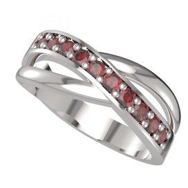 BG prsten český přírodní granát  931 Stříbro 925 - rhodium Granát