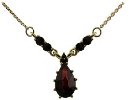 BG náhrdelník osázený kameny:granát  026 Stříbro 925 - ruthenium (30-90dní) Vltavín a granát