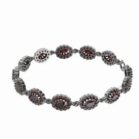 BG náramek přírodní broušený granát 433 Stříbro 925 - ruthenium (30-90dní) Granát