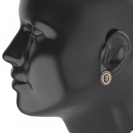 BG earring oval -  523 - Metal: Silver 925 - rhodium, Stone: Garnet