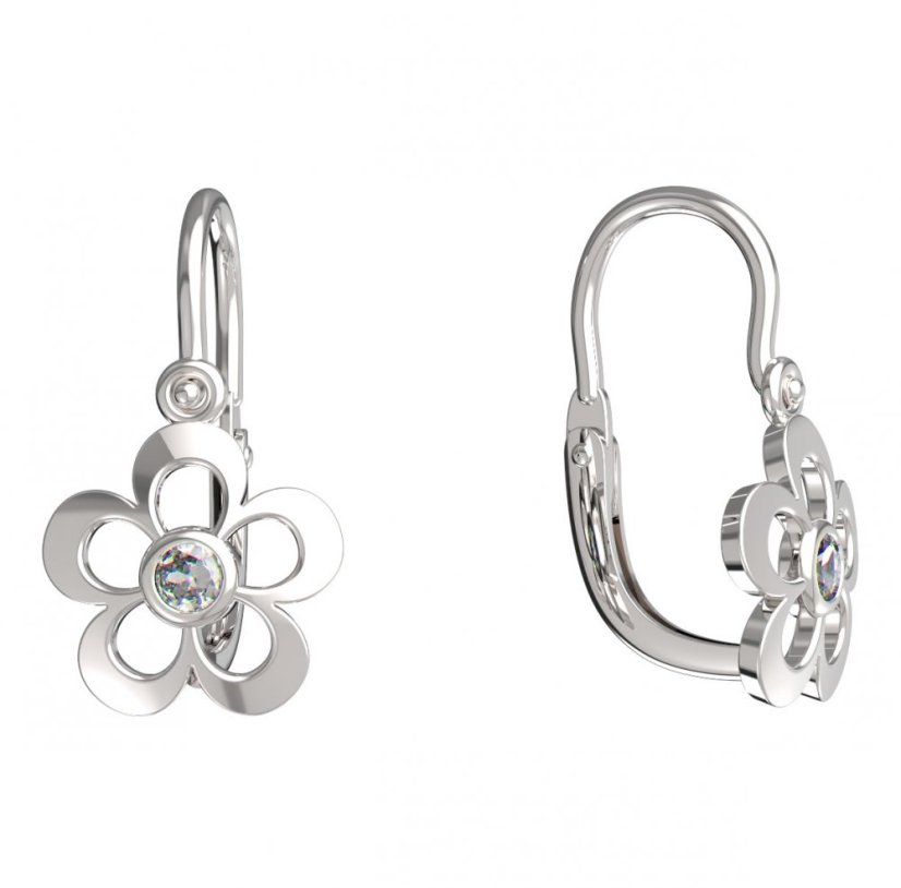 BeKid dětské náušnice pětilístek 833 Bílé zlato - 585 Diamant