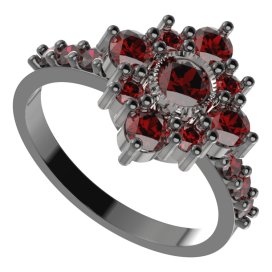 BG prsten 105-Z čtvercového tvaru Stříbro 925 - ruthenium (30-90dní) Granát