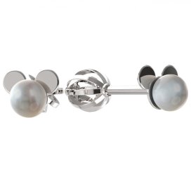 BeKid dětské náušnice uši Mickey s perlou 1398 Bílé zlato - 585 Bílá perla