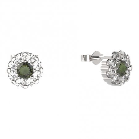 BG earring circular -  088 - Metal: Silver 925 - rhodium, Stone: Garnet
