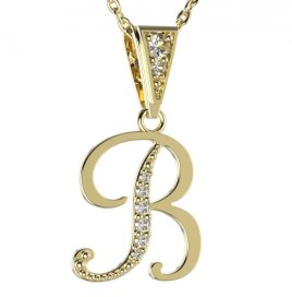 BG zlatý přívěsek písmenko B - 1211 Žluté zlato - 585 Diamant
