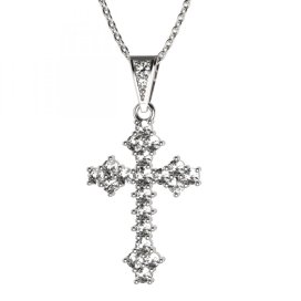 BG zlatý přívěšek křížek 263 Bílé zlato - 585 Bílý kubický zirkon