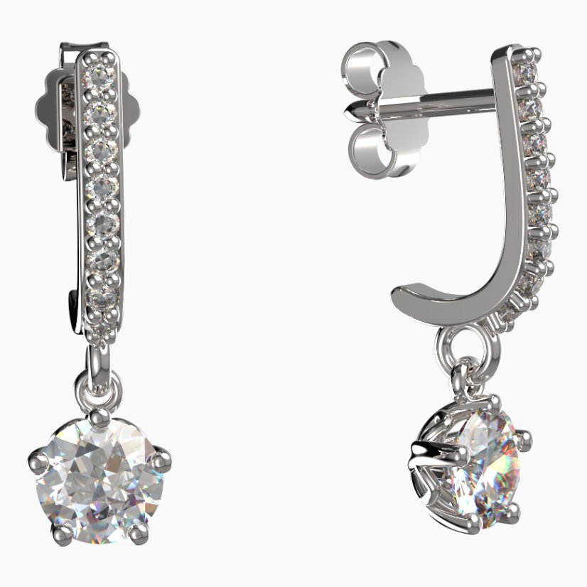 BG zlaté náušnice 875 Bílé zlato - 585 Diamant