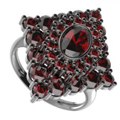 BG prsten s českým granátem  262 Stříbro 925 - ruthenium (30-90dní) Granát