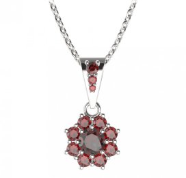 BG přívěs kulatý 023-2 Stříbro 925 - rhodium Granát