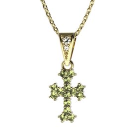 BG zlatý přívěšek křížek 267 Žluté zlato - 585 Zelený kubický zirkon