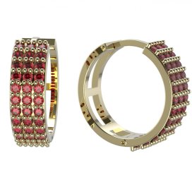 BG náušnice s přírodním granátem 1486 Žluté zlato - 585 Granát