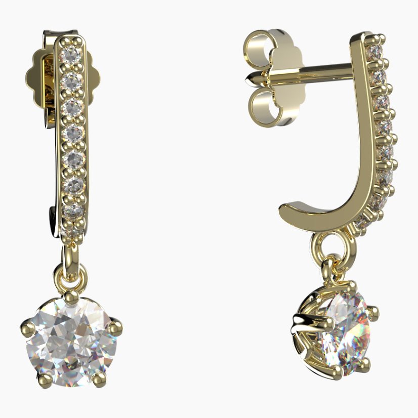 BG zlaté náušnice 875 Žluté zlato - 585 Diamant