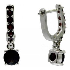 BG náušnice vsazeny kameny:přírodní granát  726 Bílé zlato - 585 Granát