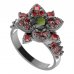 BG prsten 735-X oválného tvaru - Kov: Stříbro 925 - rhodium, Kámen: Vltavín a granát