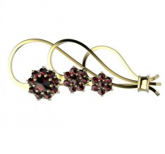 BG brož 063 Stříbro 925 - pozlacené Granát