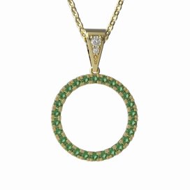 BG zlatý přívěšek kruh 1155/26 Žluté zlato - 585 Zelený kubický zirkon