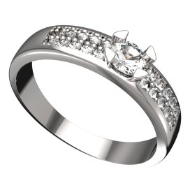 BG zlatý prstýnek 884 F Bílé zlato - 585 Diamant