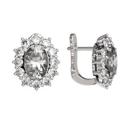 BG zlaté náušnice 972 Bílé zlato - 585 Bílý kubický zirkon