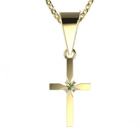 BG zlatý přívěšek křížek 1108 Žluté zlato - 585 Zelený kubický zirkon