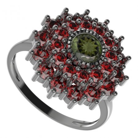 BG prsten kulatý 004-I - Kov: Stříbro 925 - rhodium, Kámen: Granát