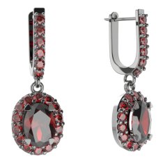 BG  náušnice 728 Stříbro 925 - ruthenium (30-90dní) Granát