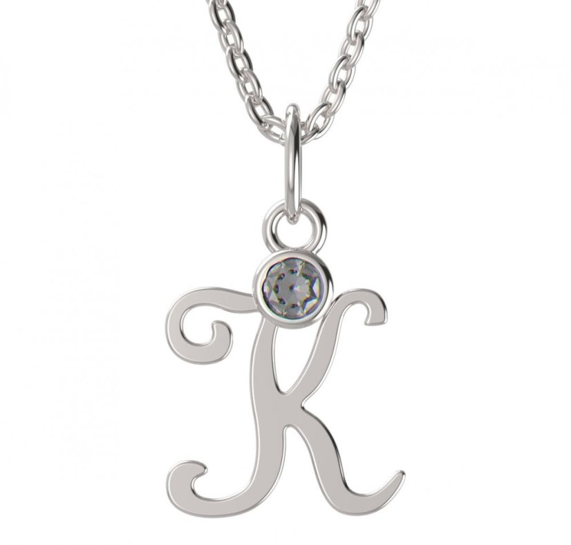 BeKid dětský zlatý přívěsek písmenko K - 1320 Bílé zlato - 585 Diamant