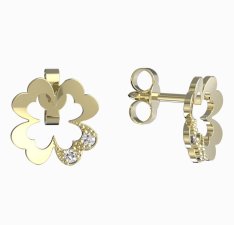 BG zlaté náušnice čtyřlístek 1171 Žluté zlato - 585 Diamant