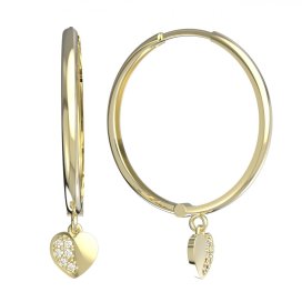 BeKid dětské náušnice srdíčko 1406 Žluté zlato - 585 Bílý kubický zirkon